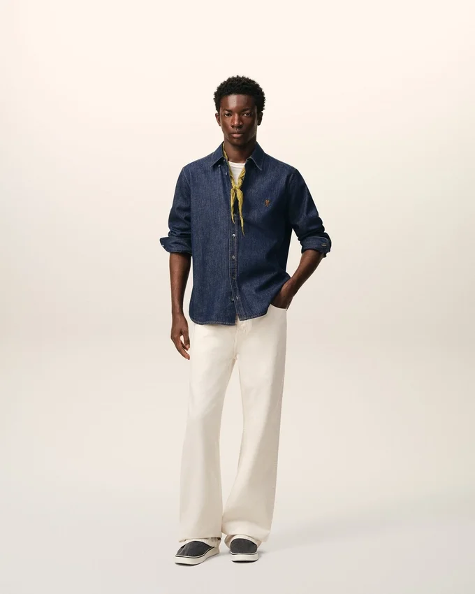Blue Denim Cotton Ami De Coeur Shirt Blue Denim Cotton Ami De Coeur Shirt