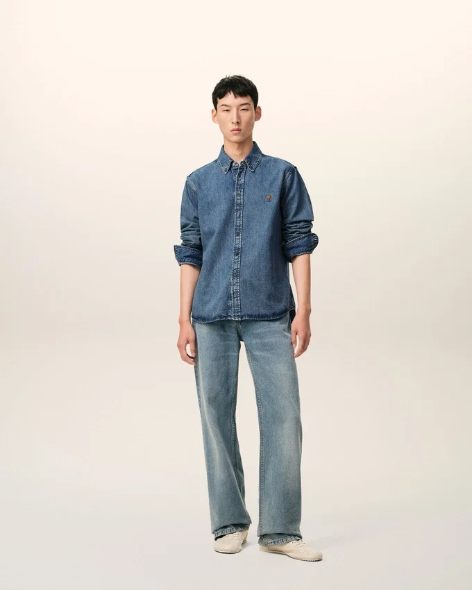 Blue Denim Cotton Ami De Coeur Shirt Blue Denim Cotton Ami De Coeur Shirt