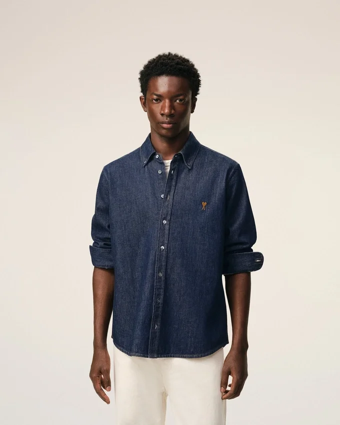 Blue Denim Cotton Ami De Coeur Shirt Blue Denim Cotton Ami De Coeur Shirt