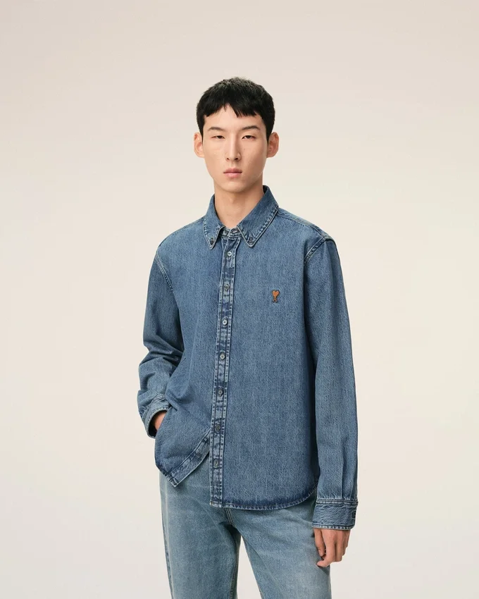 Blue Denim Cotton Ami De Coeur Shirt Blue Denim Cotton Ami De Coeur Shirt