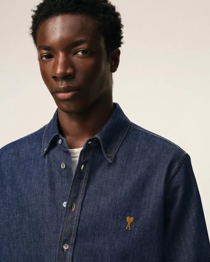 Blue Denim Cotton Ami De Coeur Shirt Blue Denim Cotton Ami De Coeur Shirt