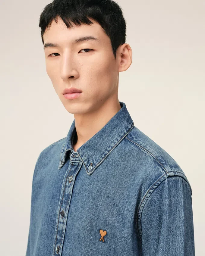 Blue Denim Cotton Ami De Coeur Shirt Blue Denim Cotton Ami De Coeur Shirt