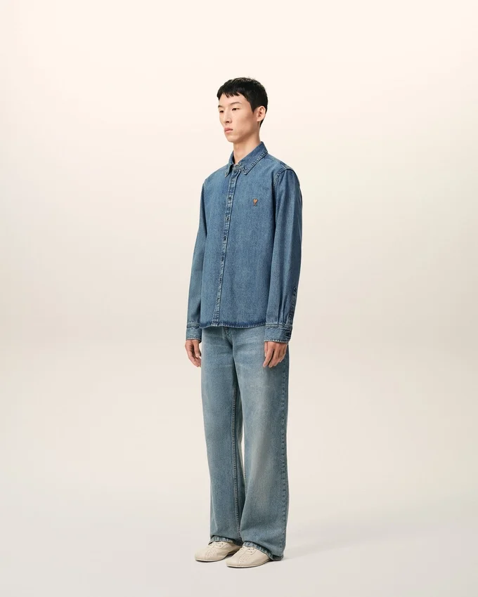 Blue Denim Cotton Ami De Coeur Shirt Blue Denim Cotton Ami De Coeur Shirt