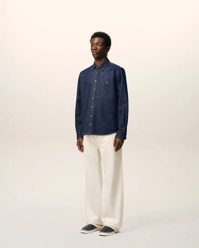 Blue Denim Cotton Ami De Coeur Shirt Blue Denim Cotton Ami De Coeur Shirt