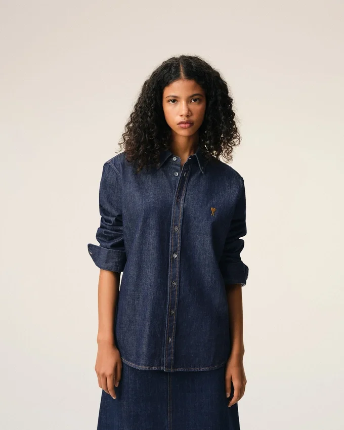 Blue Denim Cotton Ami De Coeur Shirt Blue Denim Cotton Ami De Coeur Shirt