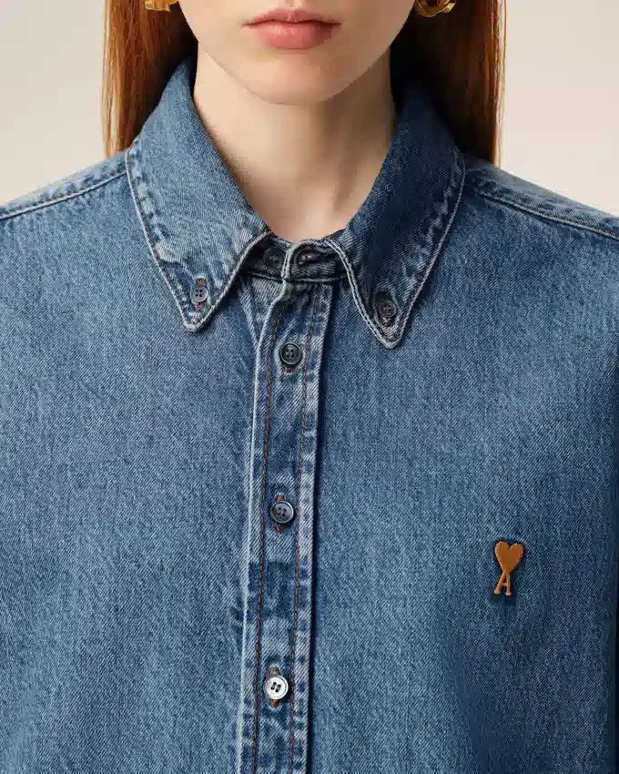Blue Denim Cotton Ami De Coeur Shirt Blue Denim Cotton Ami De Coeur Shirt