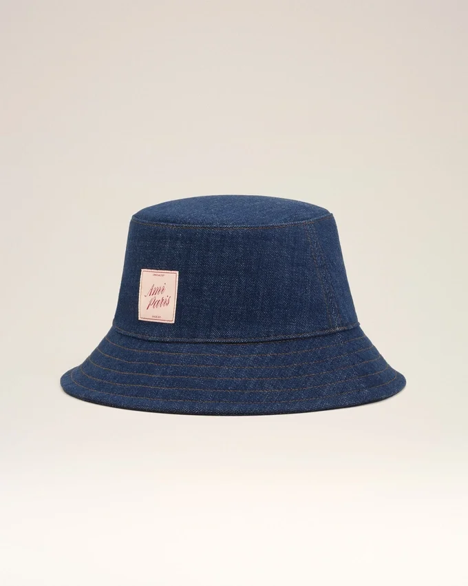 Blue Denim Cotton Ami Paris Heritage Patch Hat Blue Denim Cotton Ami Paris Heritage Patch Hat