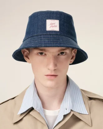 Blue Denim Cotton Ami Paris Heritage Patch Hat