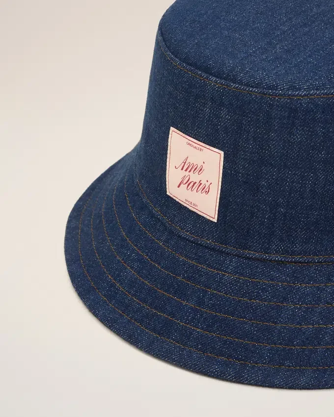 Blue Denim Cotton Ami Paris Heritage Patch Hat Blue Denim Cotton Ami Paris Heritage Patch Hat
