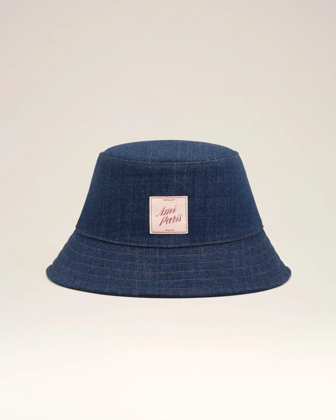 Blue Denim Cotton Ami Paris Heritage Patch Hat Blue Denim Cotton Ami Paris Heritage Patch Hat