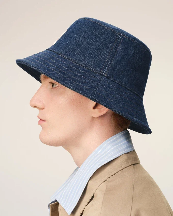 Blue Denim Cotton Ami Paris Heritage Patch Hat Blue Denim Cotton Ami Paris Heritage Patch Hat