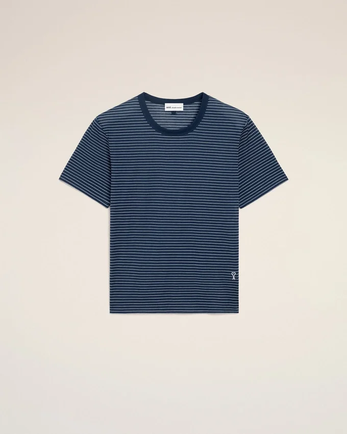 Blue Striped Cotton Ami De Coeur T-Shirt Blue Striped Cotton Ami De Coeur T-Shirt