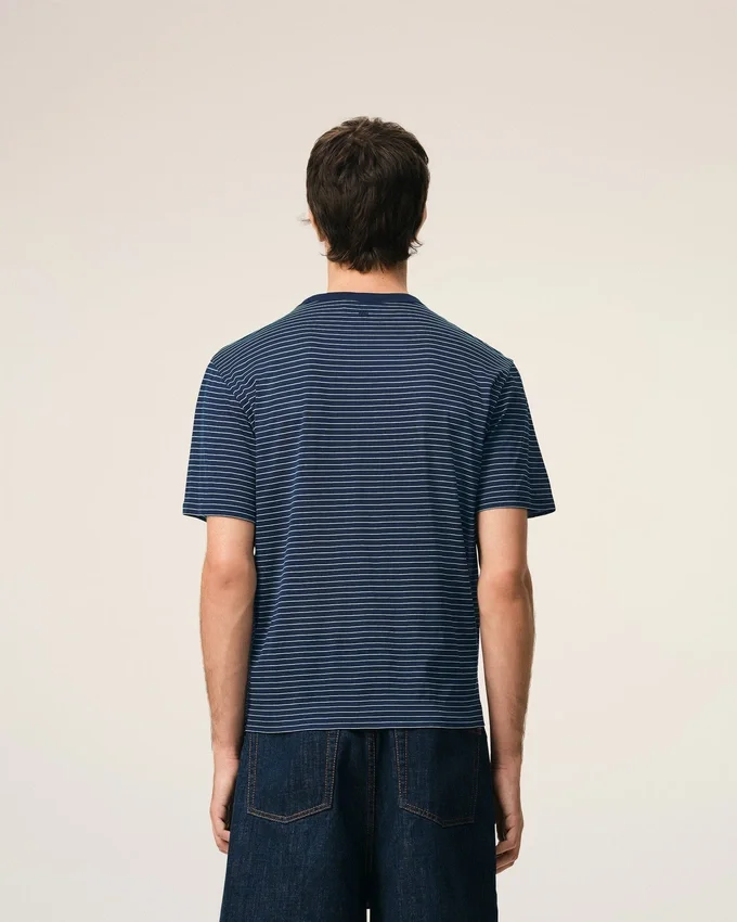 Blue Striped Cotton Ami De Coeur T-Shirt Blue Striped Cotton Ami De Coeur T-Shirt