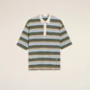Blue Striped Cotton Ami Patch Polo Blue Striped Cotton Ami Patch Polo