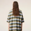 Blue Striped Cotton Ami Patch Polo Blue Striped Cotton Ami Patch Polo
