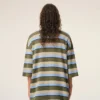 Blue Striped Cotton Ami Patch Polo Blue Striped Cotton Ami Patch Polo