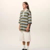 Blue Striped Cotton Ami Patch Polo Blue Striped Cotton Ami Patch Polo
