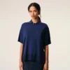 Blue Thin Wool Short Sleeves Ami De Coeur Polo Blue Thin Wool Short Sleeves Ami De Coeur Polo