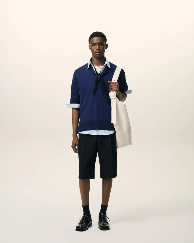 Blue Thin Wool Short Sleeves Ami De Coeur Polo Blue Thin Wool Short Sleeves Ami De Coeur Polo
