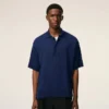Blue Thin Wool Short Sleeves Ami De Coeur Polo Blue Thin Wool Short Sleeves Ami De Coeur Polo