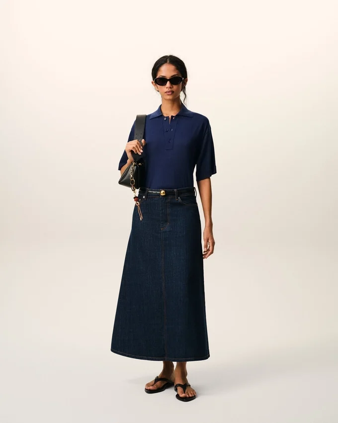 Blue Thin Wool Short Sleeves Ami De Coeur Polo Blue Thin Wool Short Sleeves Ami De Coeur Polo