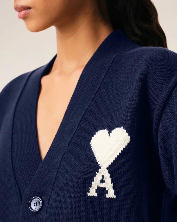 Blue Wool Ami De Coeur Cardigan Blue Wool Ami De Coeur Cardigan