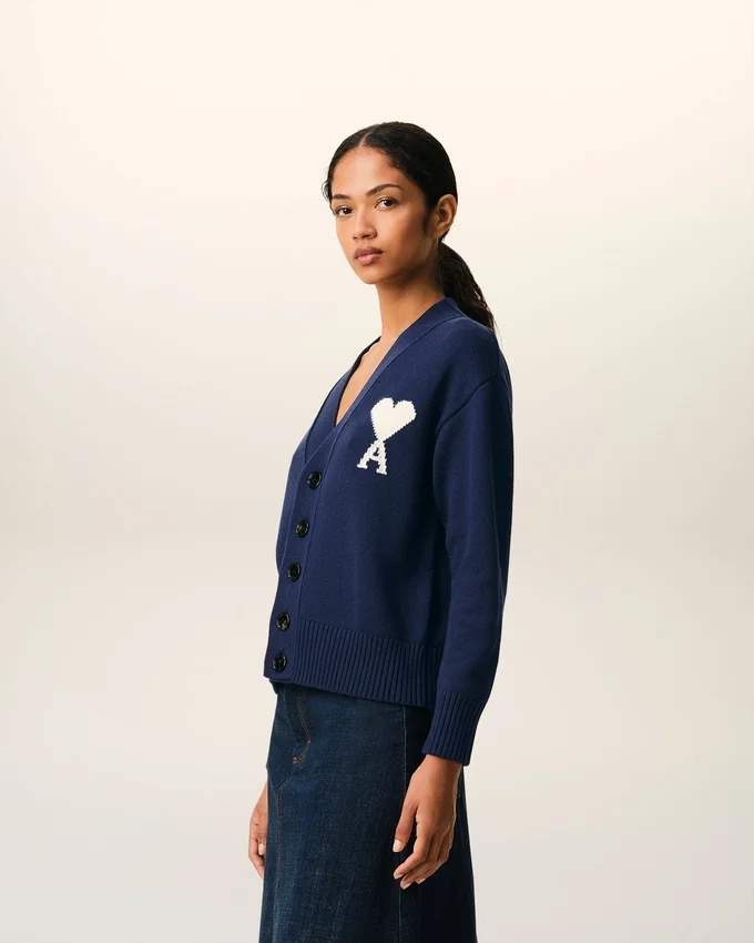 Blue Wool Ami De Coeur Cardigan Blue Wool Ami De Coeur Cardigan