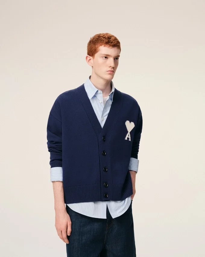 Blue Wool Ami De Coeur Cardigan Blue Wool Ami De Coeur Cardigan