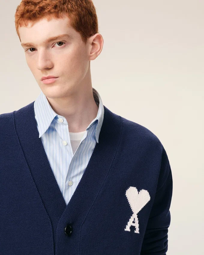 Blue Wool Ami De Coeur Cardigan Blue Wool Ami De Coeur Cardigan