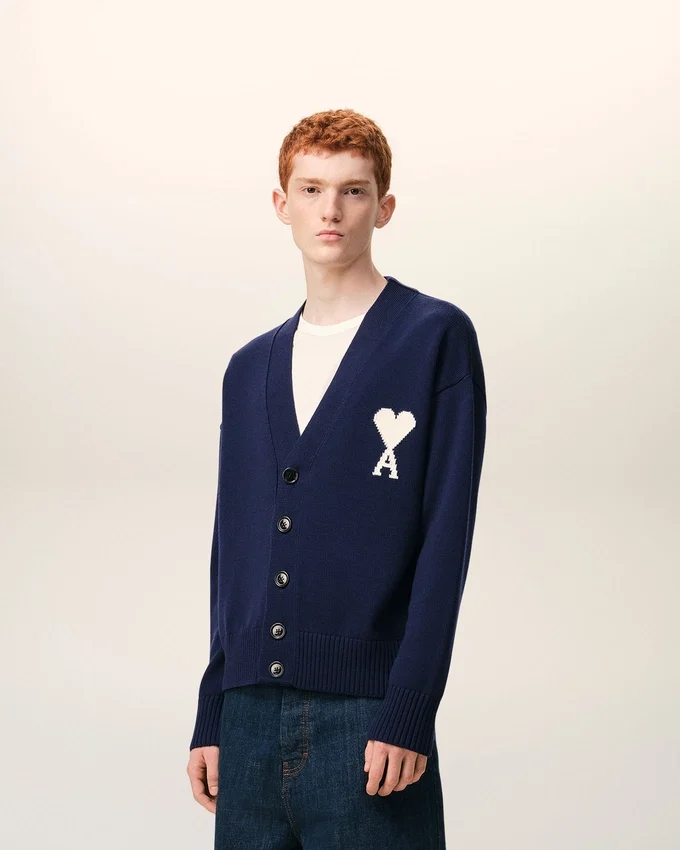 Blue Wool Ami De Coeur Cardigan Blue Wool Ami De Coeur Cardigan