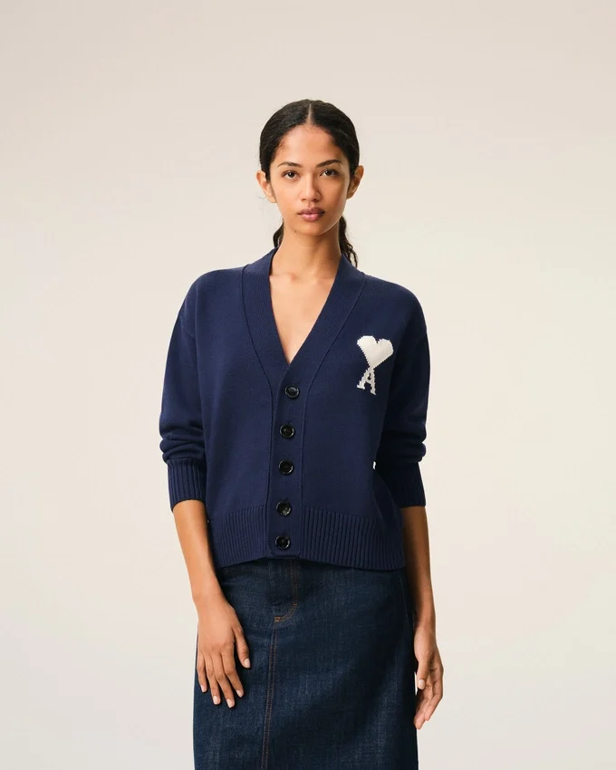 Blue Wool Ami De Coeur Cardigan Blue Wool Ami De Coeur Cardigan