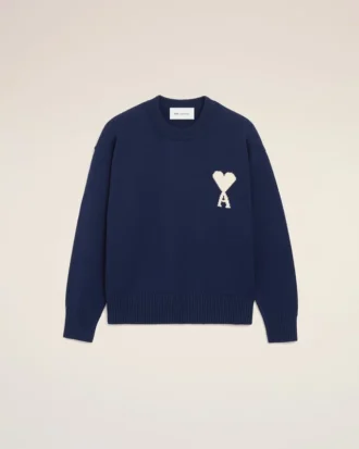 Blue Wool and Cotton Crewneck Ami De Coeur Sweater