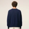Blue Wool and Cotton Crewneck Ami De Coeur Sweater Blue Wool and Cotton Crewneck Ami De Coeur Sweater