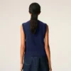 Blue Wool and Cotton Sleeveless Ami De Coeur Sweater Blue Wool and Cotton Sleeveless Ami De Coeur Sweater