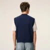 Blue Wool and Cotton Sleeveless Ami De Coeur Sweater Blue Wool and Cotton Sleeveless Ami De Coeur Sweater