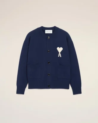 Blue Wool Crewneck Ami De Coeur Cardigan