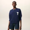 Blue Wool Crewneck Ami De Coeur Cardigan Blue Wool Crewneck Ami De Coeur Cardigan