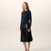 Blue Wool Crewneck Cardigan with Contrasted Ami De Coeur Blue Wool Crewneck Cardigan with Contrasted Ami De Coeur