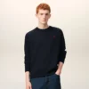 Blue Wool Crewneck Sweater with Contrasted Ami De Coeur