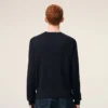 Blue Wool Crewneck Sweater with Contrasted Ami De Coeur