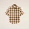 Boxy Beige Checkered Shirt Ami De Coeur in Canvas Boxy Beige Checkered Shirt Ami De Coeur in Canvas