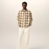 Boxy Beige Checkered Shirt Ami De Coeur in Canvas Boxy Beige Checkered Shirt Ami De Coeur in Canvas
