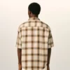 Boxy Beige Checkered Shirt Ami De Coeur in Canvas Boxy Beige Checkered Shirt Ami De Coeur in Canvas