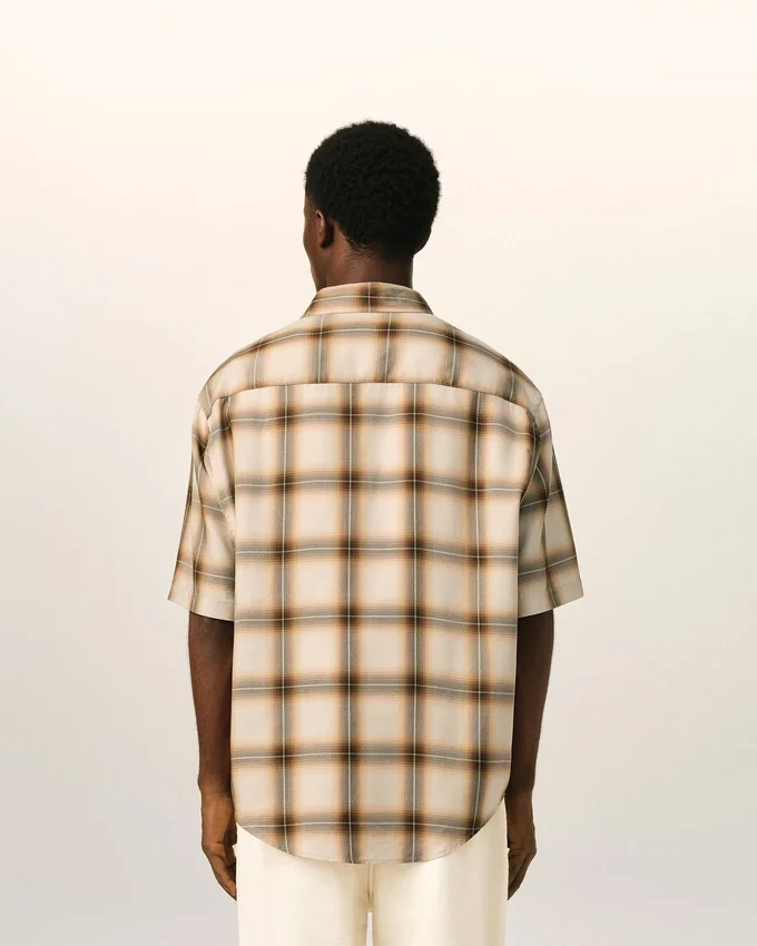 Boxy Beige Checkered Shirt Ami De Coeur in Canvas Boxy Beige Checkered Shirt Ami De Coeur in Canvas