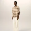 Boxy Beige Checkered Shirt Ami De Coeur in Canvas Boxy Beige Checkered Shirt Ami De Coeur in Canvas