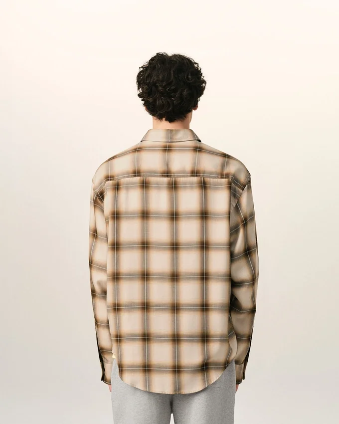 Boxy Beige Checkered Shirt Ami De Coeur in Canvas Boxy Beige Checkered Shirt Ami De Coeur in Canvas