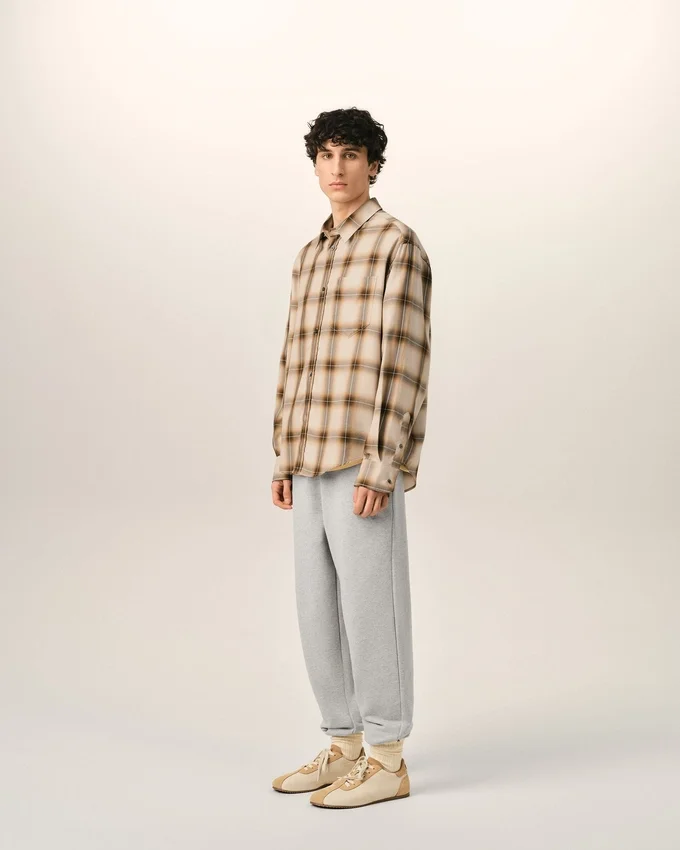Boxy Beige Checkered Shirt Ami De Coeur in Canvas Boxy Beige Checkered Shirt Ami De Coeur in Canvas