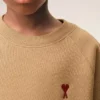 Brown Cotton Ami De Coeur Crewneck Sweatshirt