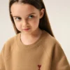 Brown Cotton Ami De Coeur Crewneck Sweatshirt