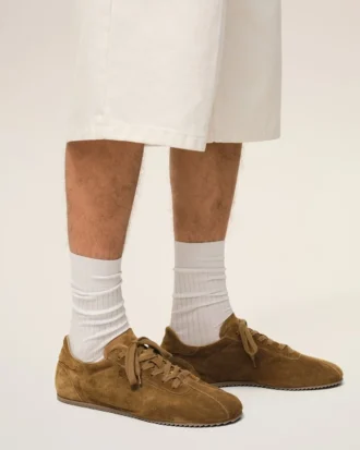 Brown Cow Leather Soft Sneakers